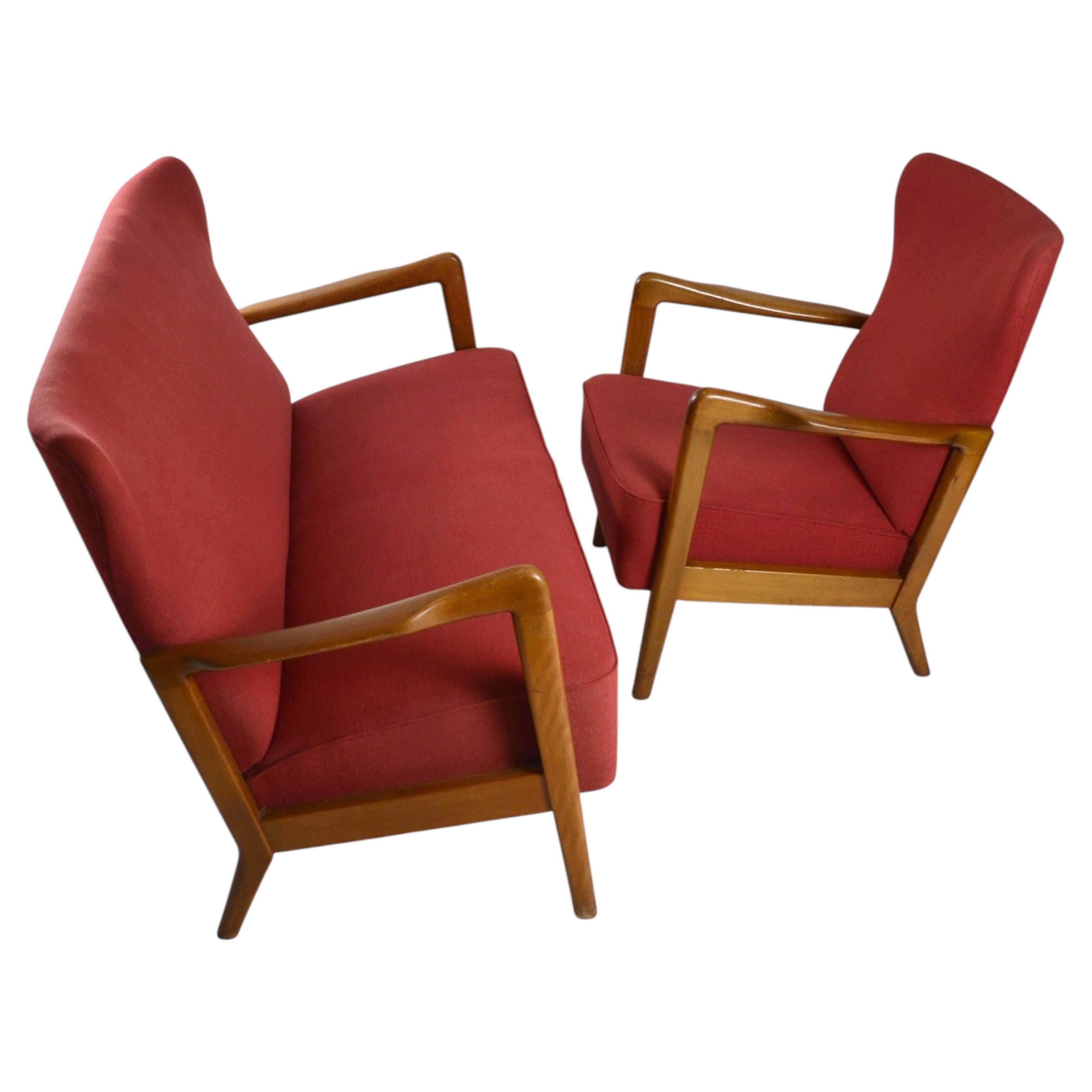 Ensemble de canapé et chaise longue danois par Søren Hansen pour Fritz Hansen, années 1940 en vente