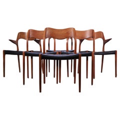 Set of Danish Teak Model 71 and 55 Dining Chairs by Moller
