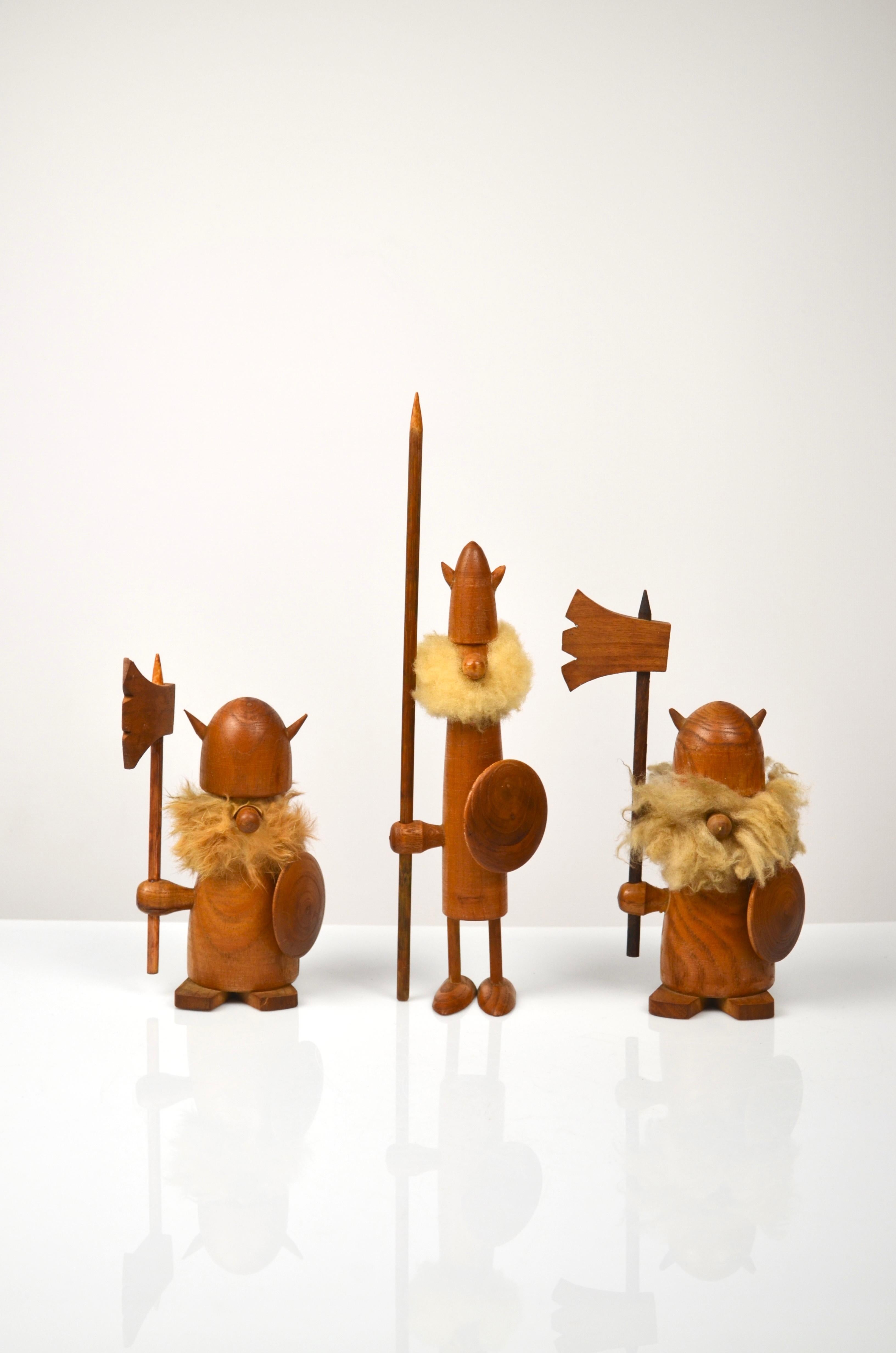 Originally Attributed Set of Danish Teak Viking Figures, Attributed to Kay Bojesen – Denmark ...