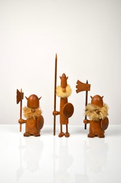 Set of Danish Teak Viking Figures, Attributed to Kay Bojesen – Denmark, 1960s