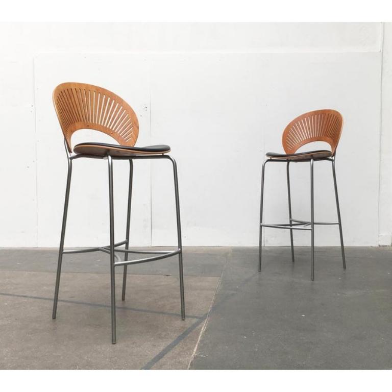 Metal Set of Danish Trinidad Barstools by Nanna Ditzel for Fredericia, 1990s For Sale