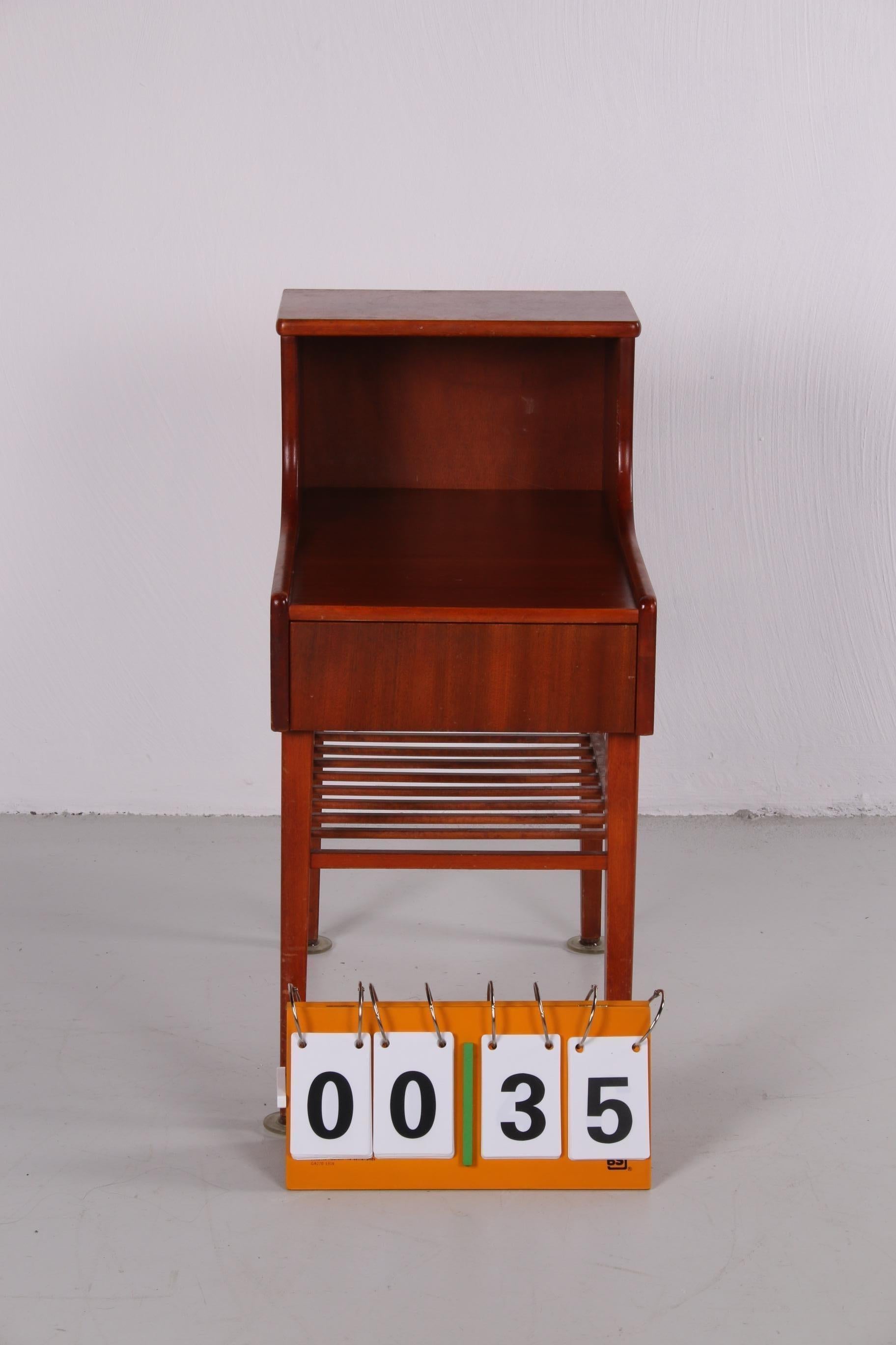 Mid-Century Modern Set of Danish Vintage Bedside Tables with Drawer and Wooden Rack