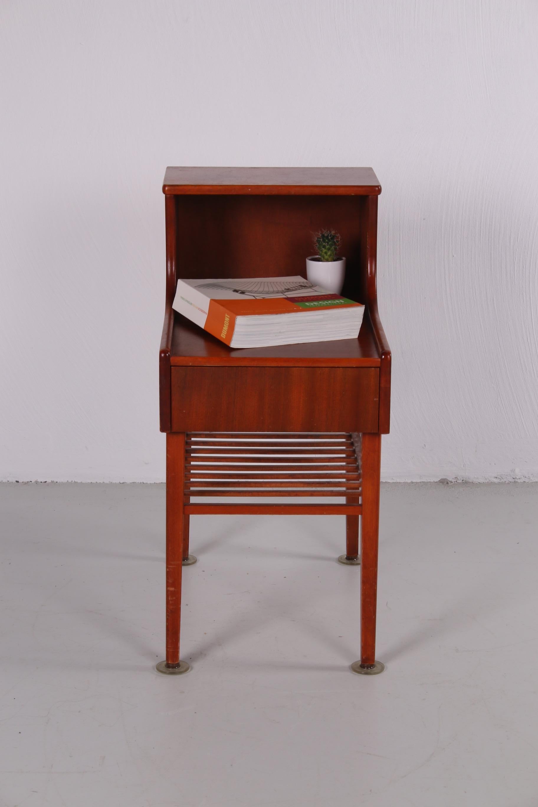 Mid-20th Century Set of Danish Vintage Bedside Tables with Drawer and Wooden Rack