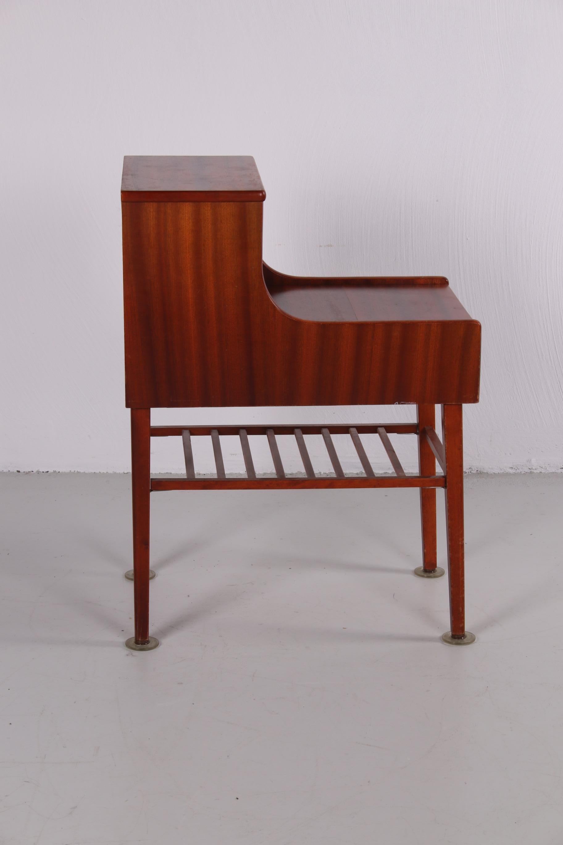 Teak Set of Danish Vintage Bedside Tables with Drawer and Wooden Rack
