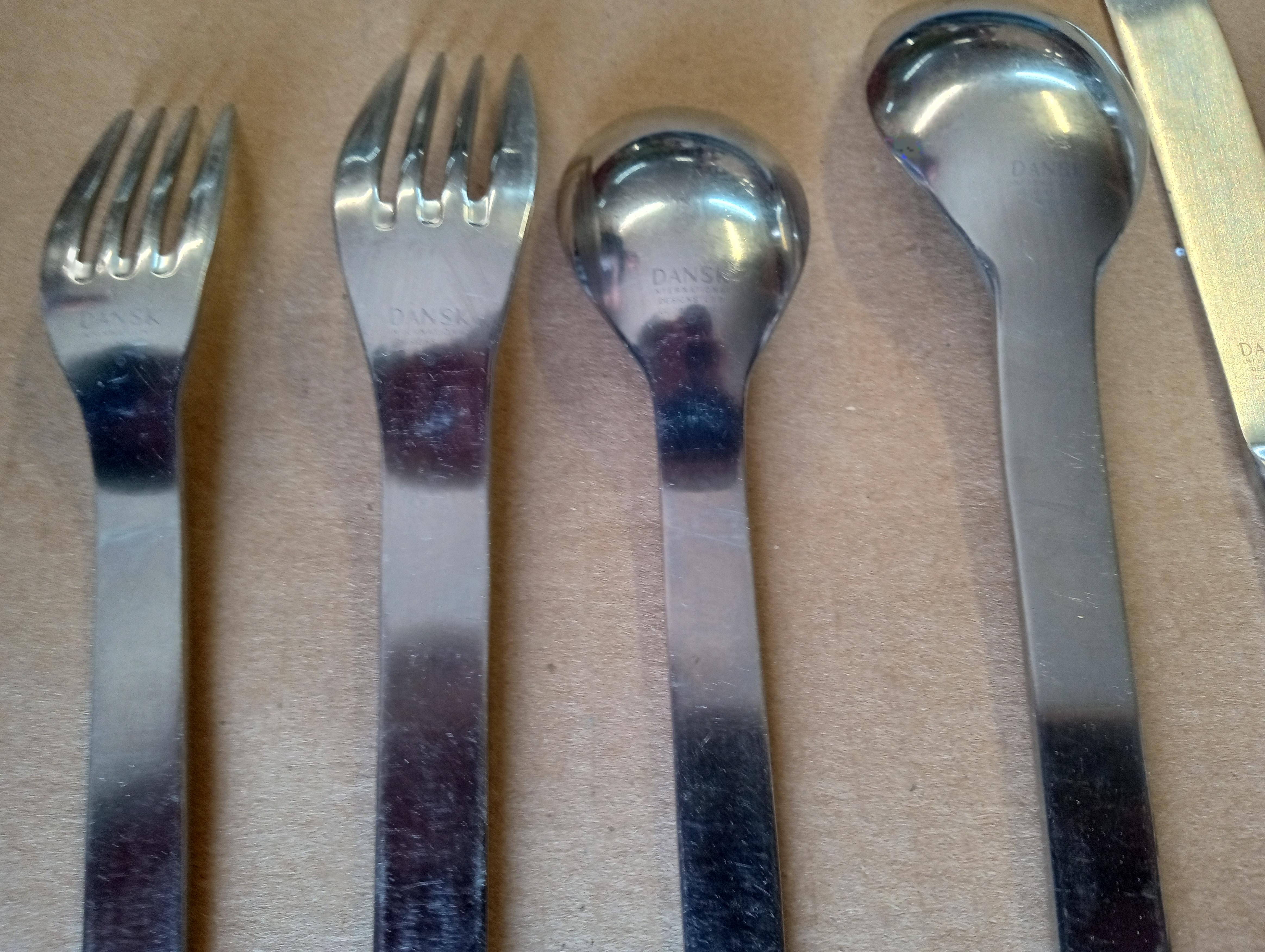 Metal Set of Dansk Stainless Flatware For Sale