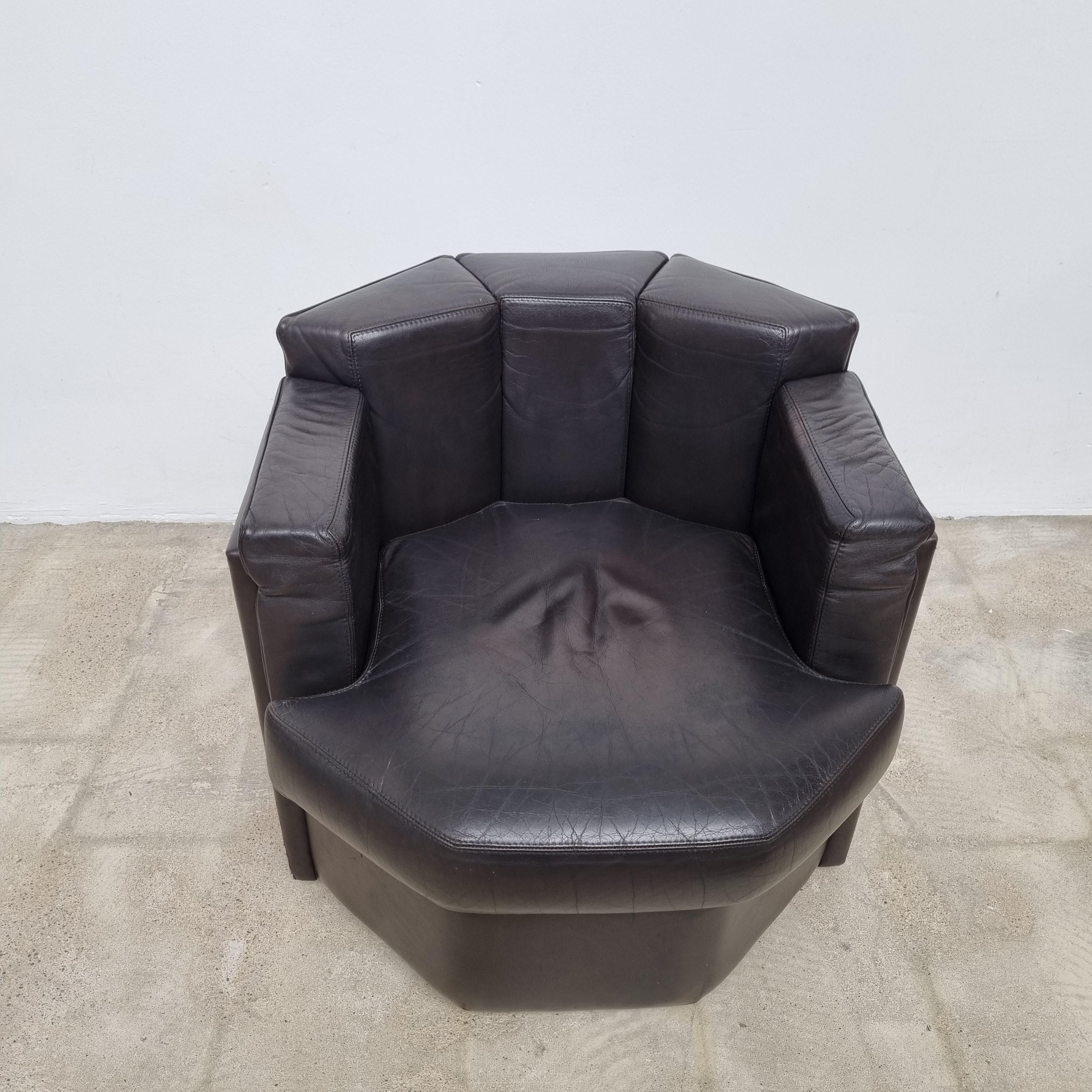Mid-Century Modern Set of Dark Brown Octagonal Club Chairs, 1970s For Sale