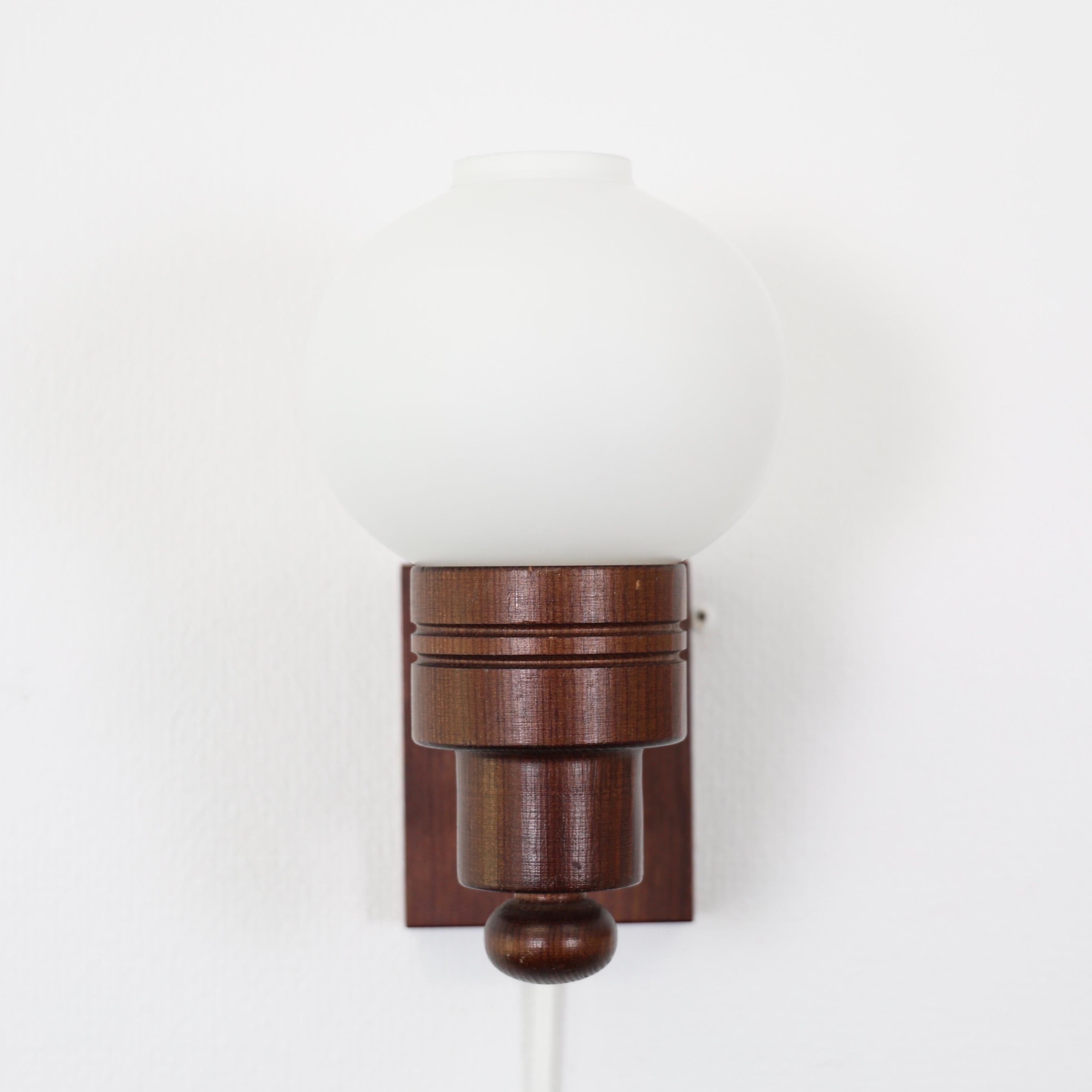 Set of Dark Stained Pine Wood Wall Lamps by Aneta, Sweden, 1970s For Sale 3