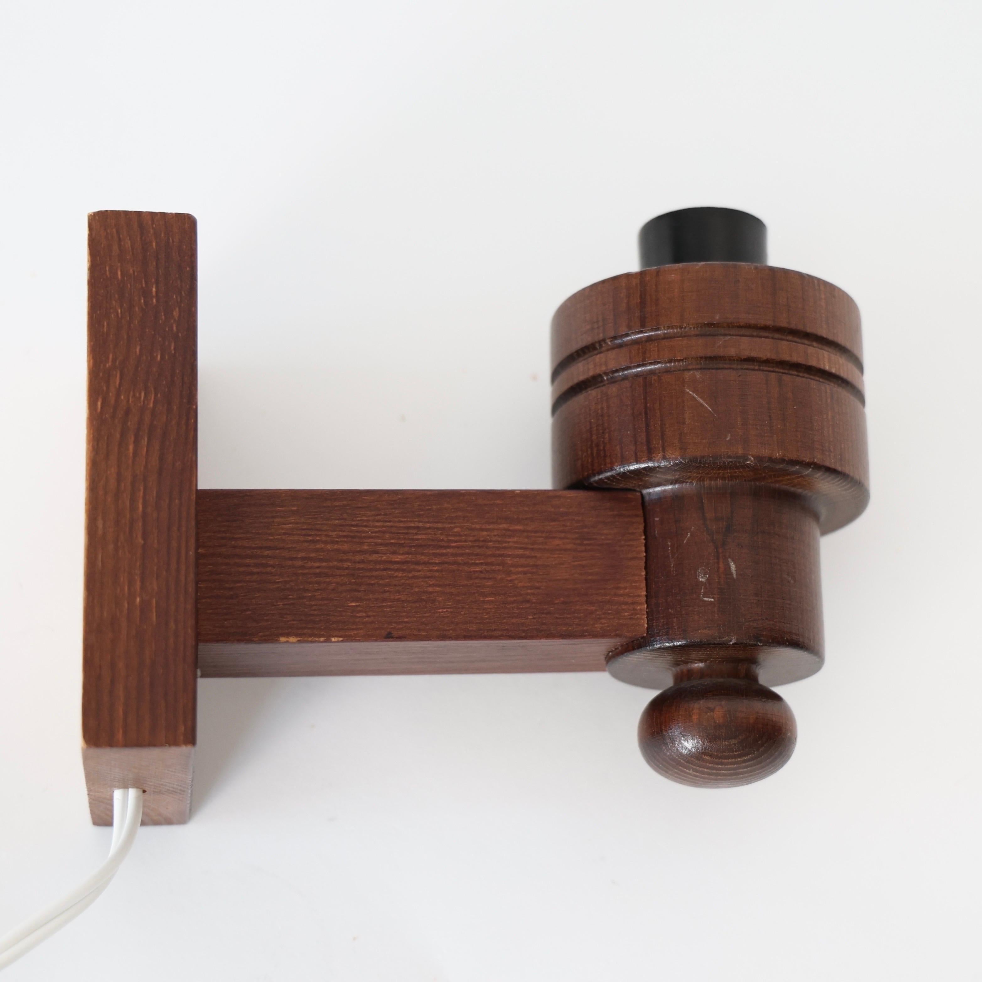 Set of Dark Stained Pine Wood Wall Lamps by Aneta, Sweden, 1970s For Sale 5