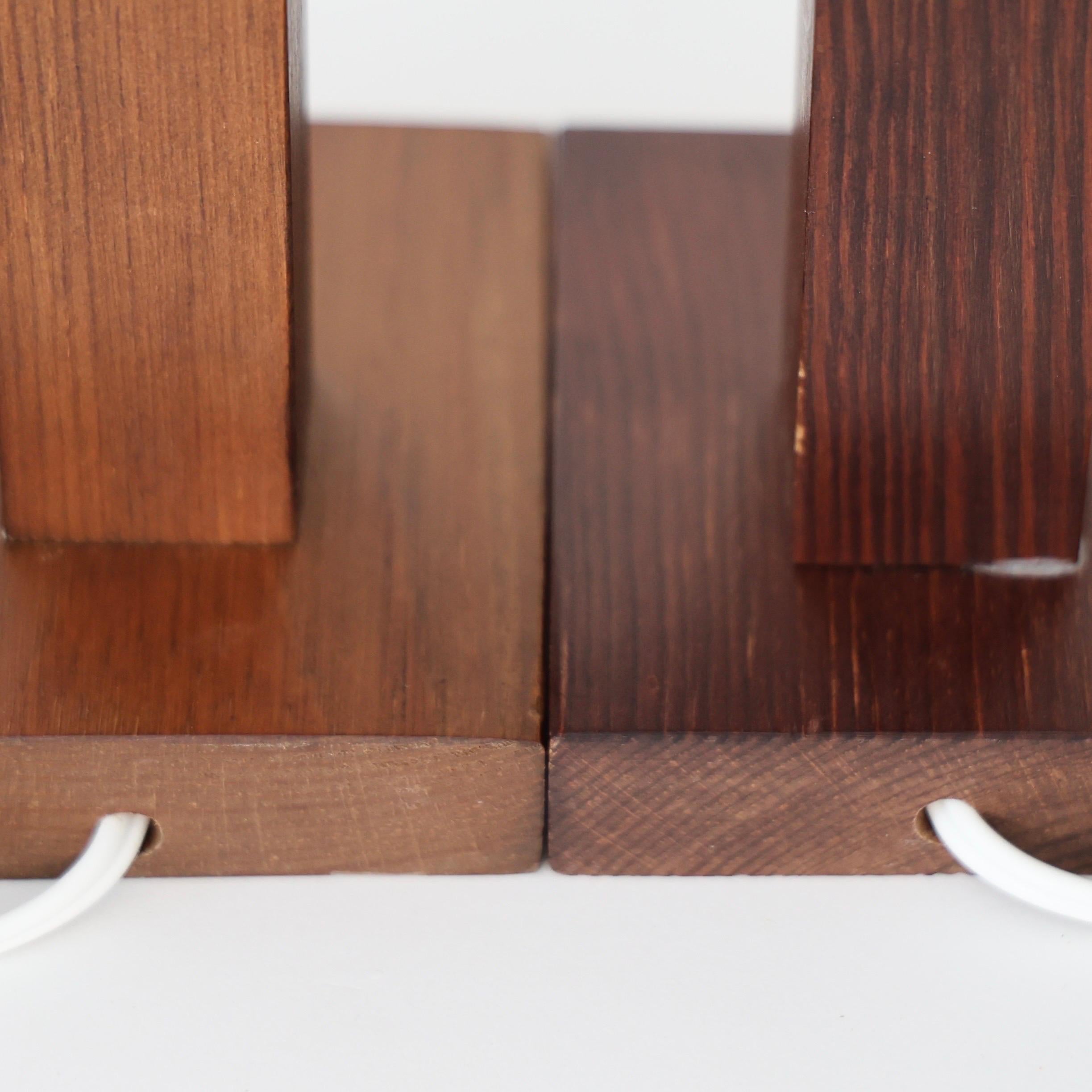 Set of Dark Stained Pine Wood Wall Lamps by Aneta, Sweden, 1970s For Sale 7