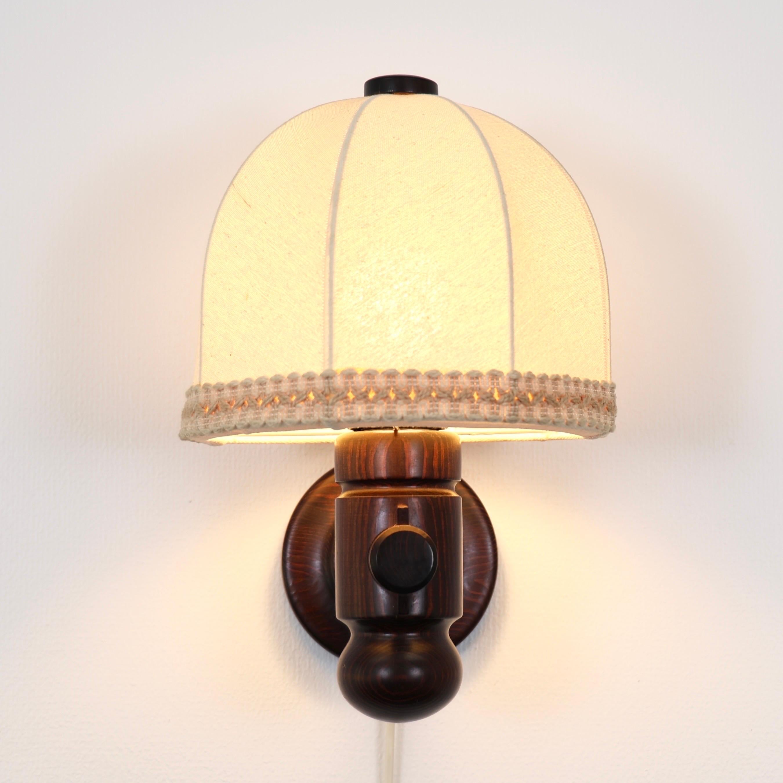 Set of Dark Stained Wall Lamps by Jan Wickelgren for Aneta, Sweden, 1970s 3