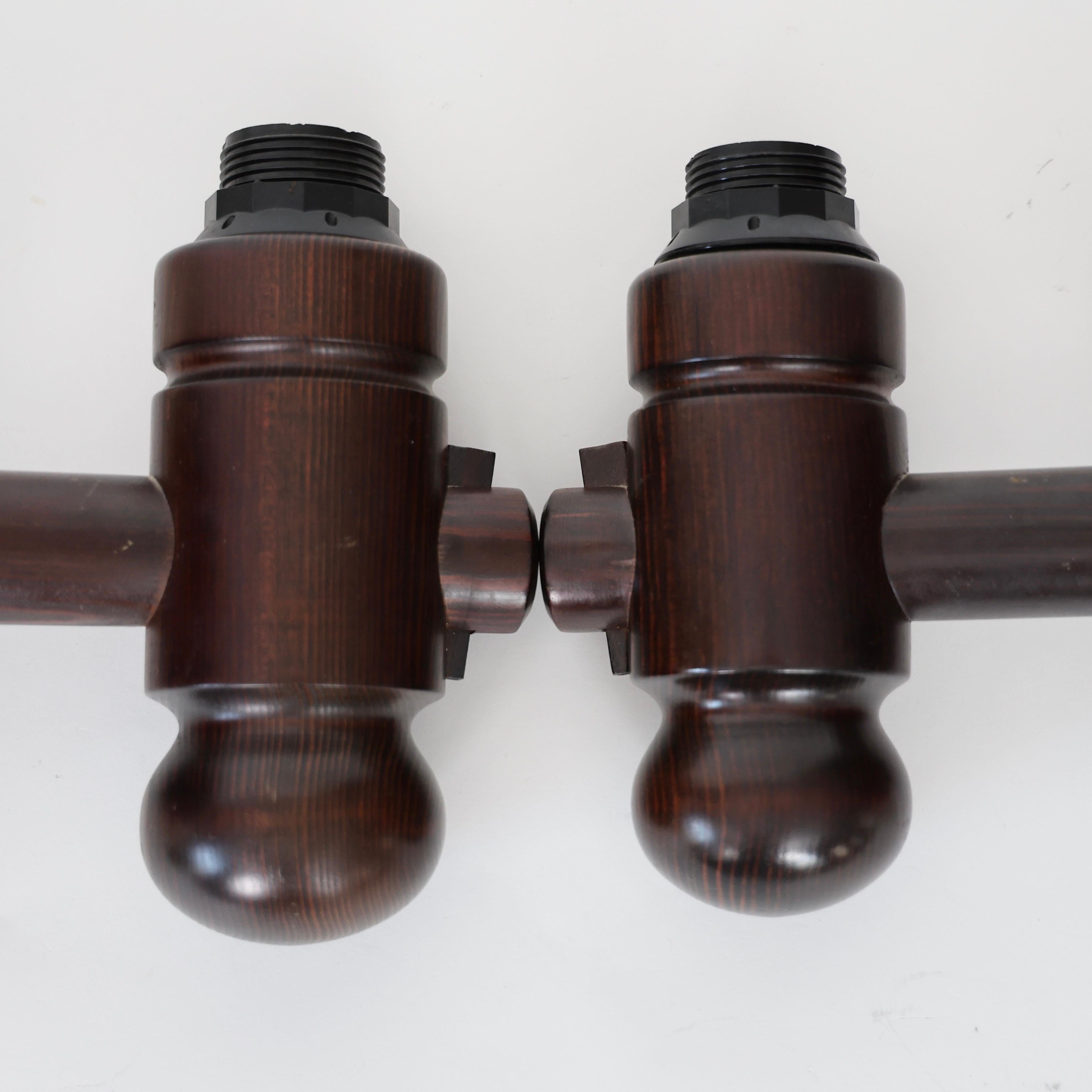 Set of Dark Stained Wall Lamps by Jan Wickelgren for Aneta, Sweden, 1970s 5