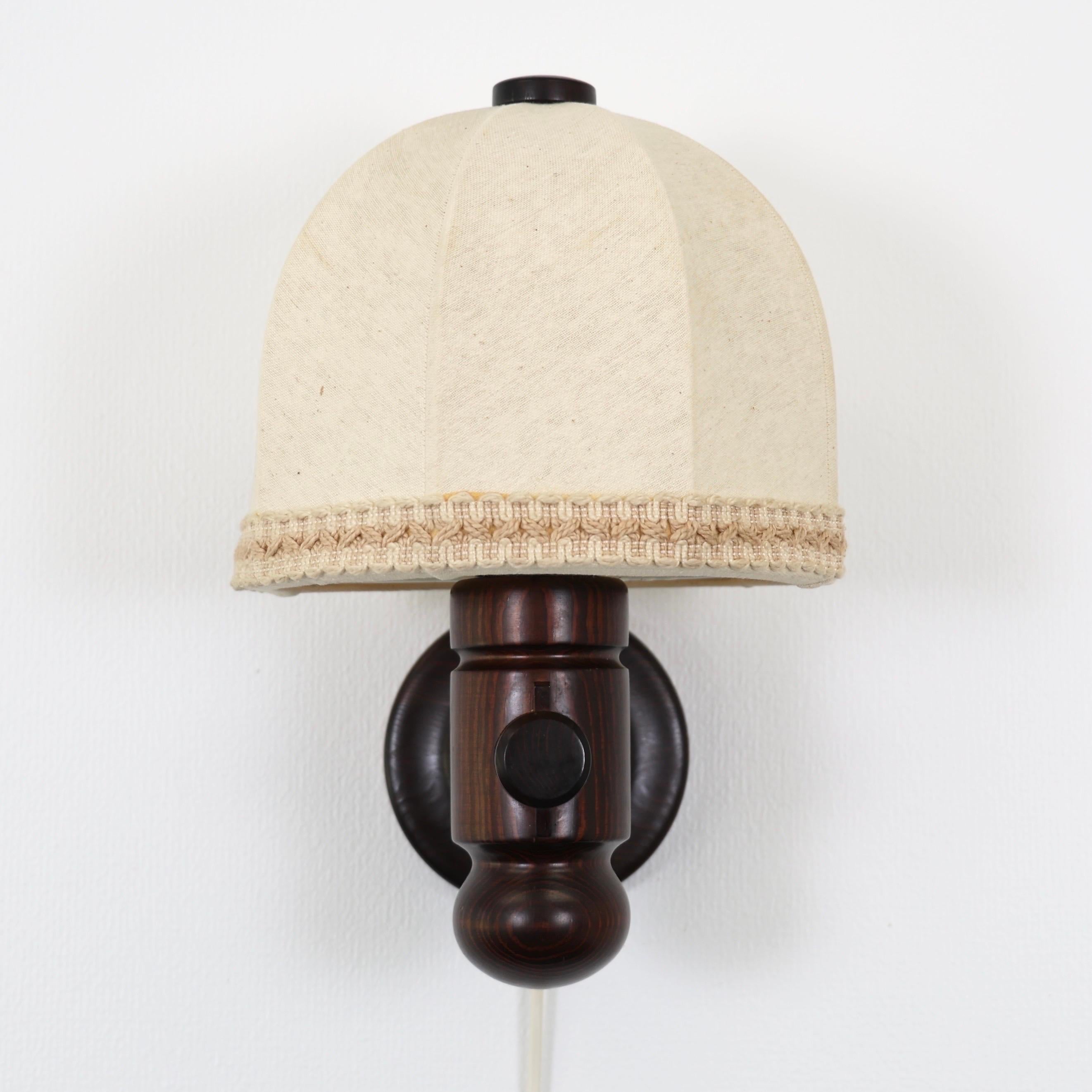 Set of Dark Stained Wall Lamps by Jan Wickelgren for Aneta, Sweden, 1970s 2