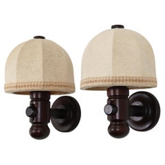 Set of Dark Stained Wall Lamps by Jan Wickelgren for Aneta, Sweden, 1970s