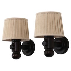Set of Dark Stained Wall Lamps by Jan Wickelgren for Aneta, Sweden, 1970s