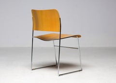 Set of David Rowland 40/4 Chairs for HOWE – Chrome & Beech – Numbered Examples