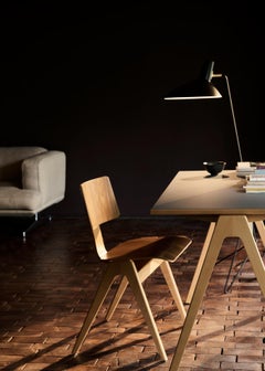 Set of Daystak Table and Chair - Beech/Fenix Verde & Beech/Walnut- by Robin Day