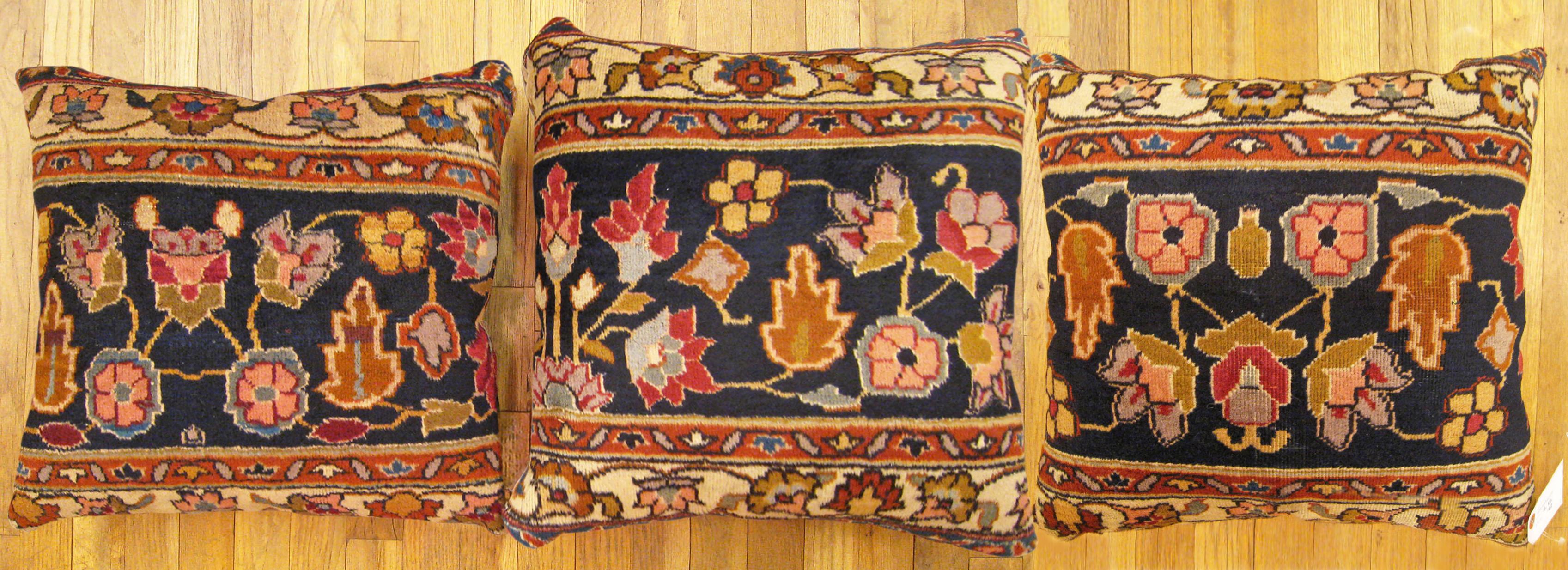 A Set of Antique Indian Agra Rug Pillows; size 17