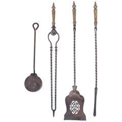 Set of Decorative Brass Handled Georgian Fire Irons