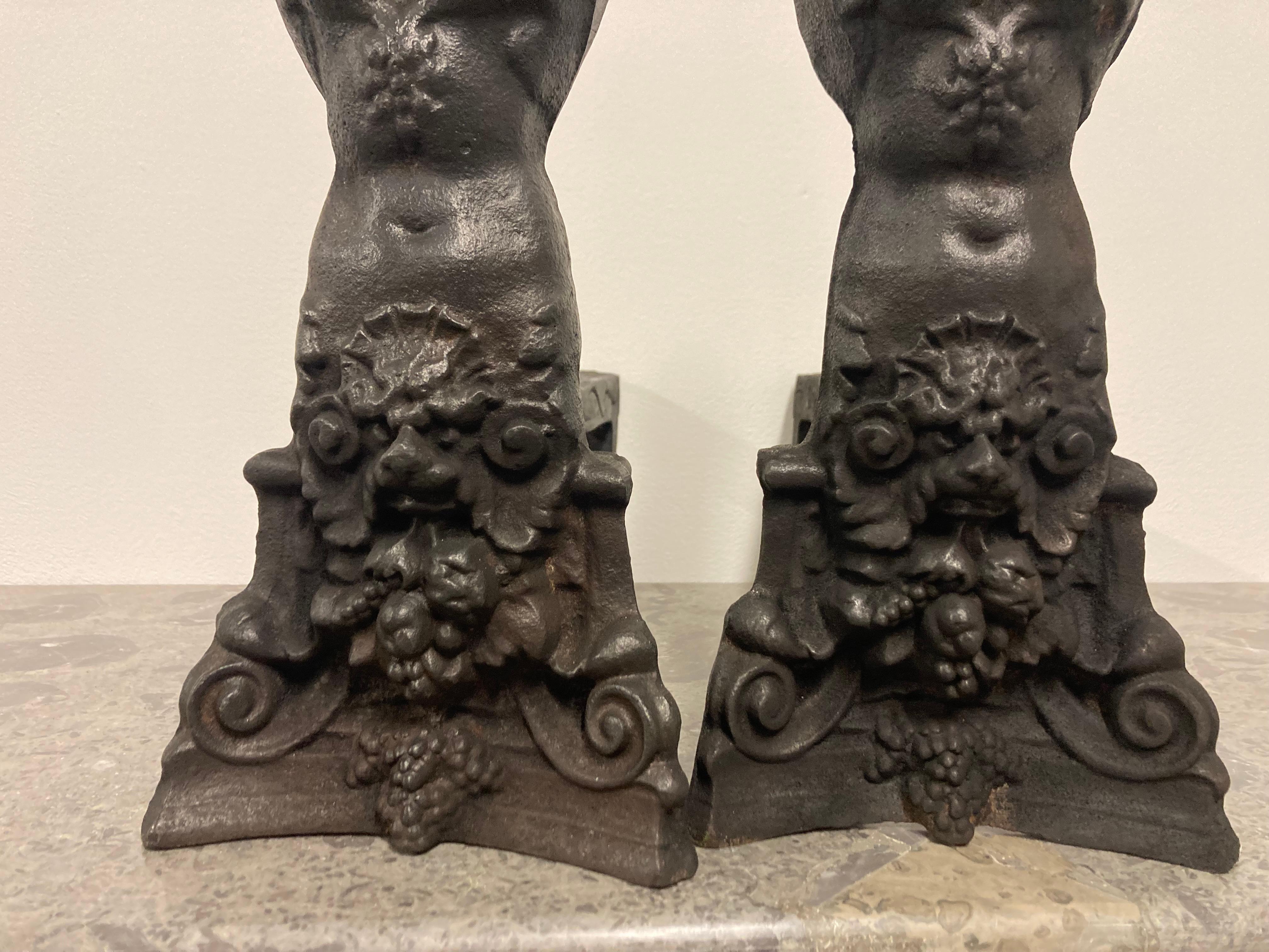 19th Century Set of Decorative Mermaid Andirons For Sale