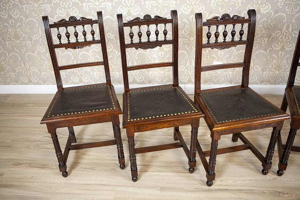 European Set of Decorative Oak Chairs From the, Early 20th Century For Sale