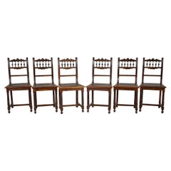 Antique Set of Decorative Oak Chairs From the, Early 20th Century