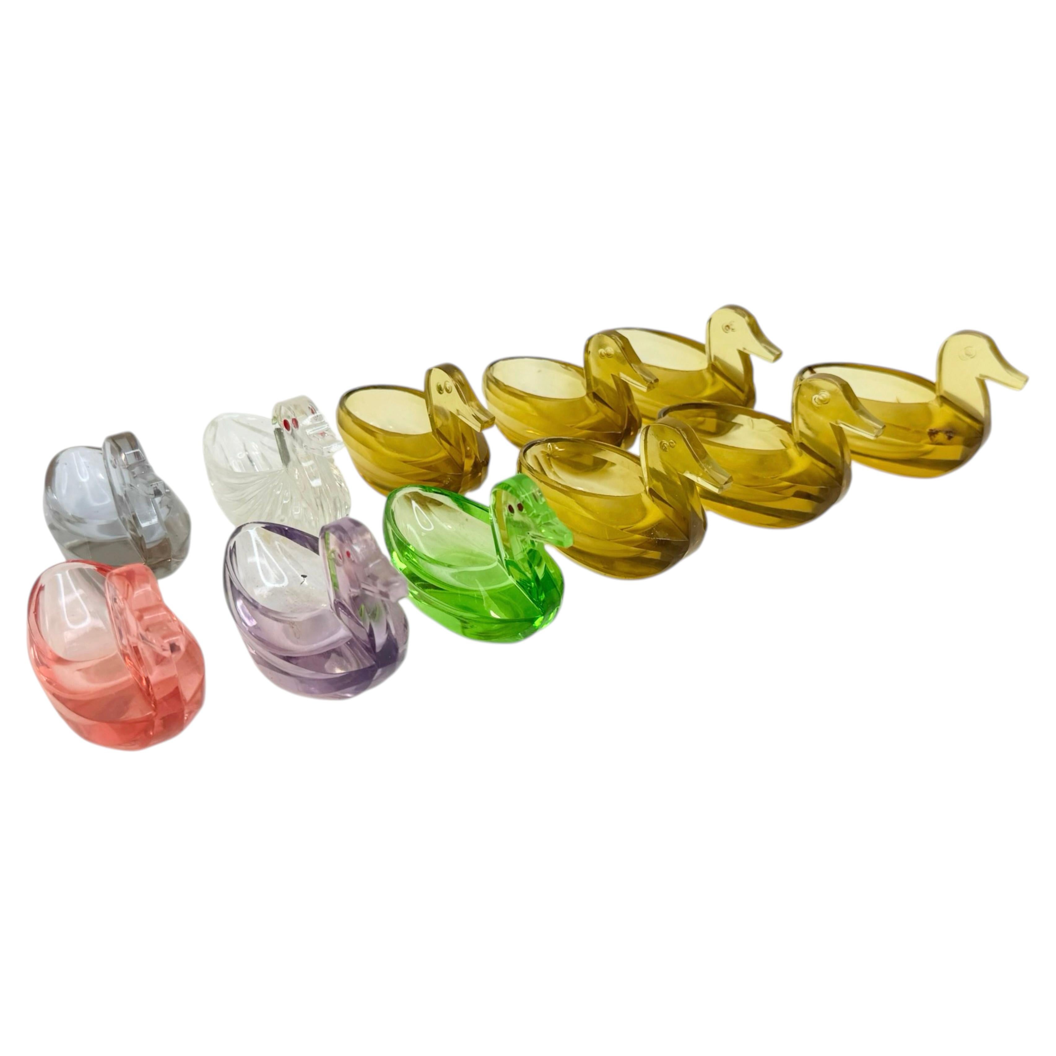 Set of Depression Art Deco Glass Open Salt Duck Pots German 1920s For Sale