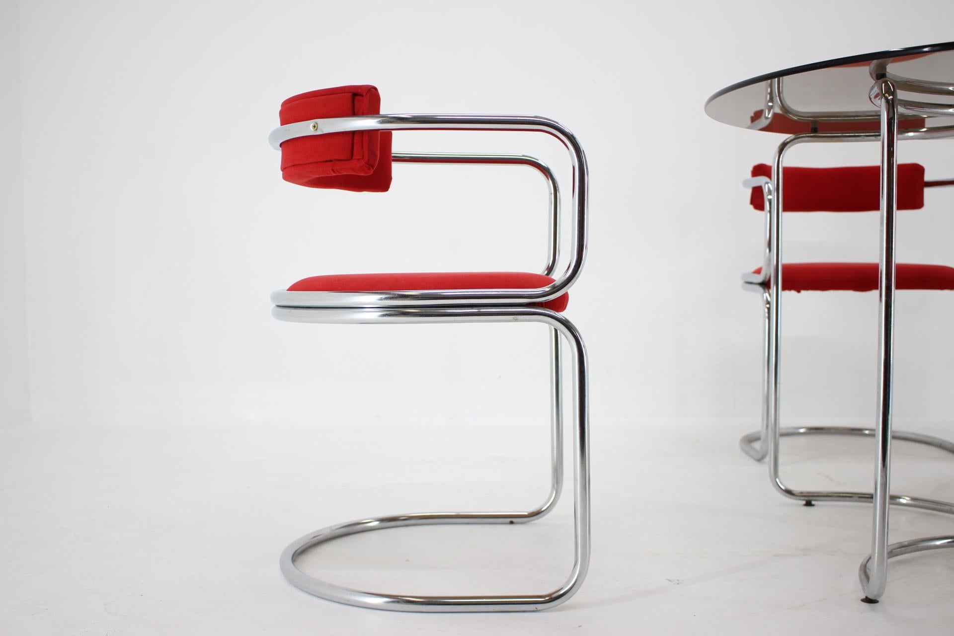 Late 20th Century Set of Design Chrome Dining Chairs and Table in Style of Gastone Rinaldi, 1980s