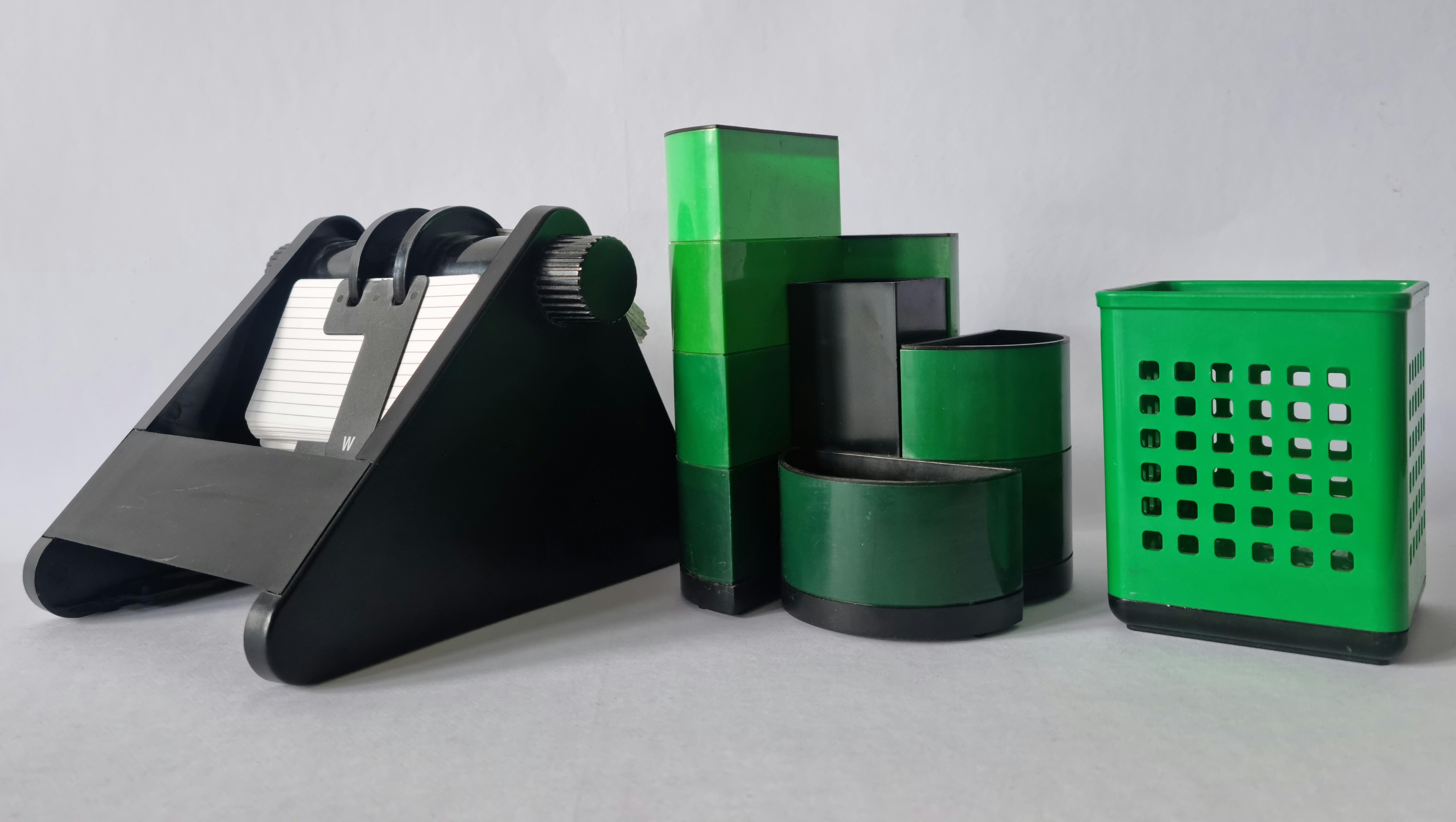 Set of Desk Accessories by Rexite, Kartell, Neolt, 9 Pieces, Italy, 1980s For Sale 6