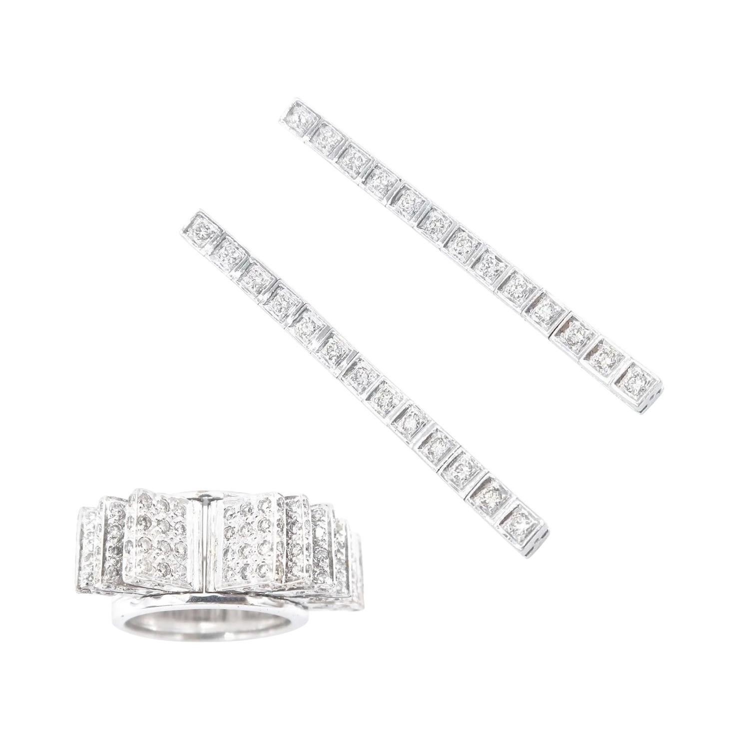 Victorian Diamond Gold Ring, Earrings Interchangeable For Sale at 1stDibs