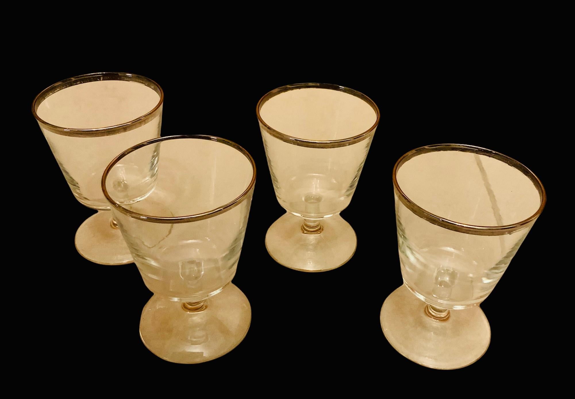 Set of Different Silver Rimmed Barware Clear Glasses 4