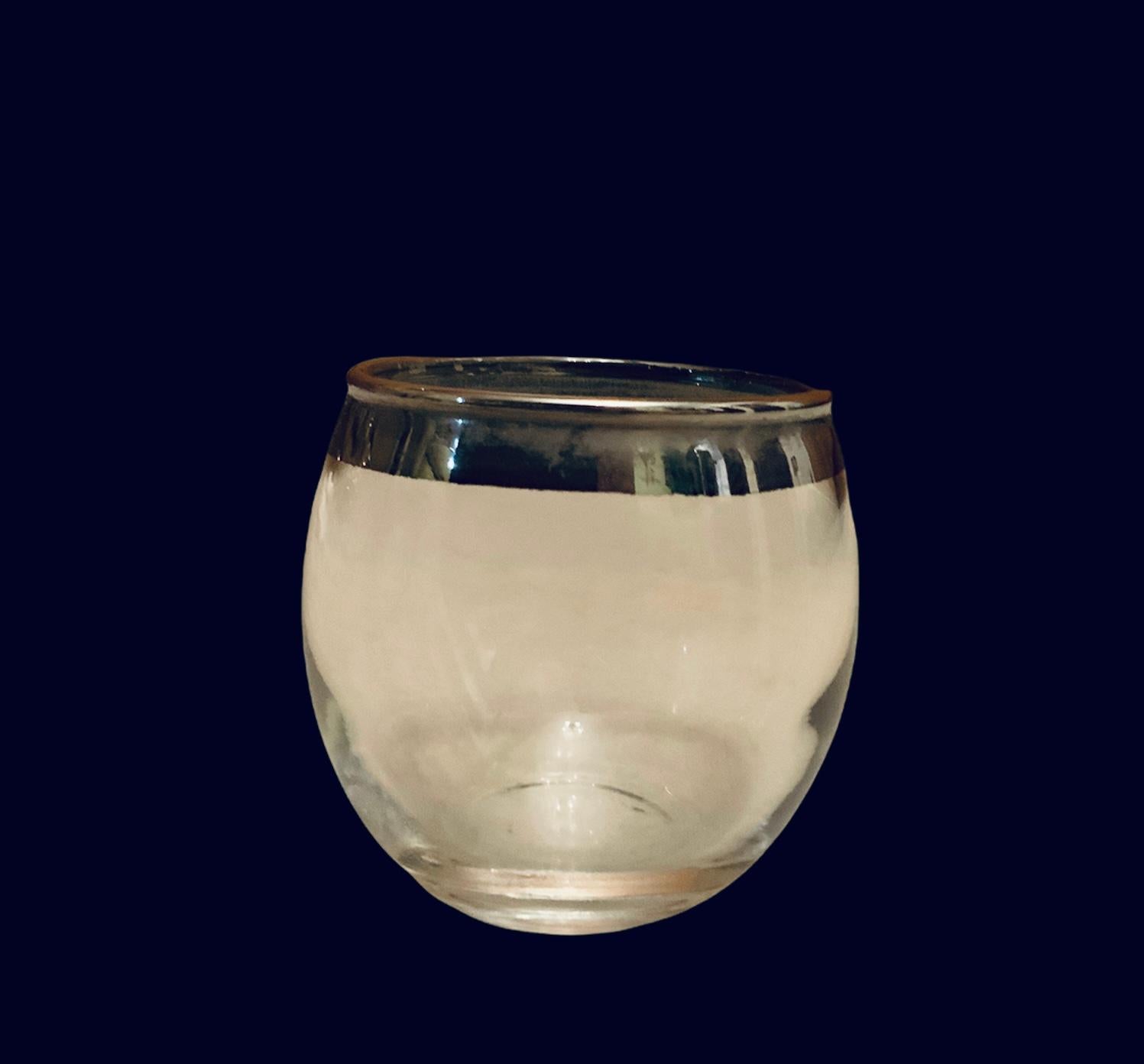 Unknown Set of Different Silver Rimmed Barware Clear Glasses