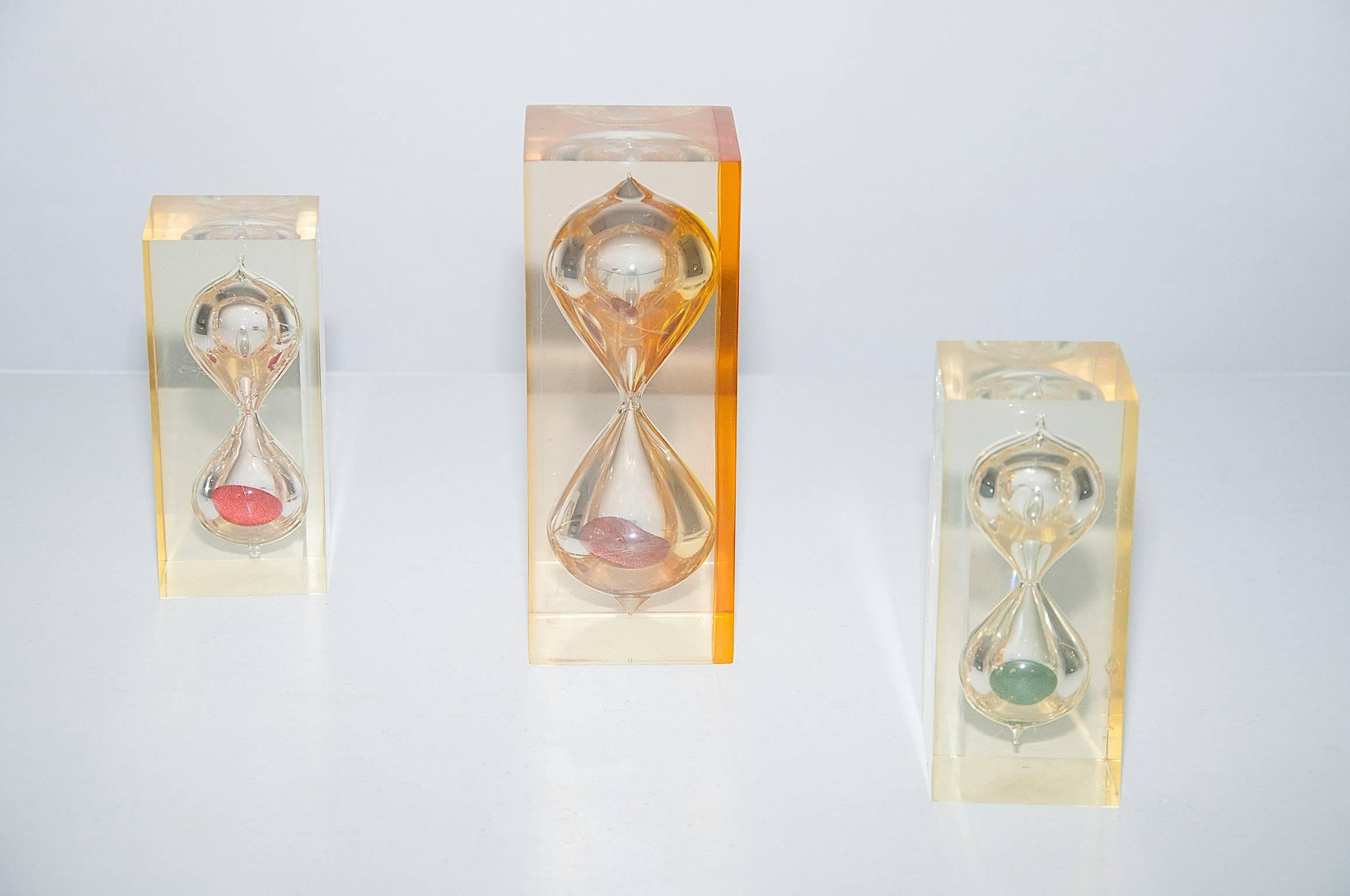 Set of Different Sizes French 1970 Resin HourGlass in the Style of Giraudon 2