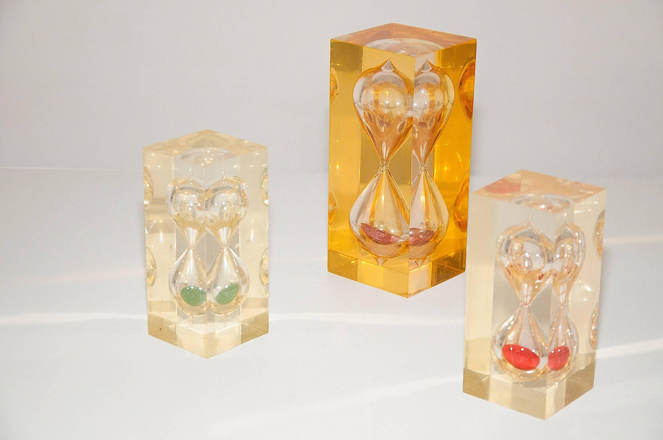 Set of Different Sizes French 1970 Resin HourGlass in the Style of Giraudon 3