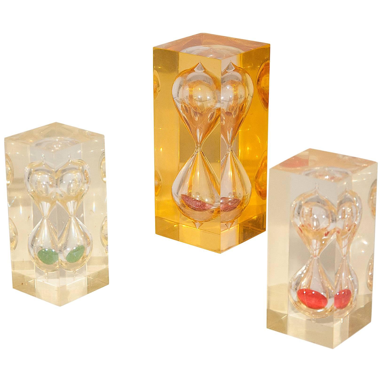 Set of Different Sizes French 1970 Resin HourGlass in the Style of Giraudon