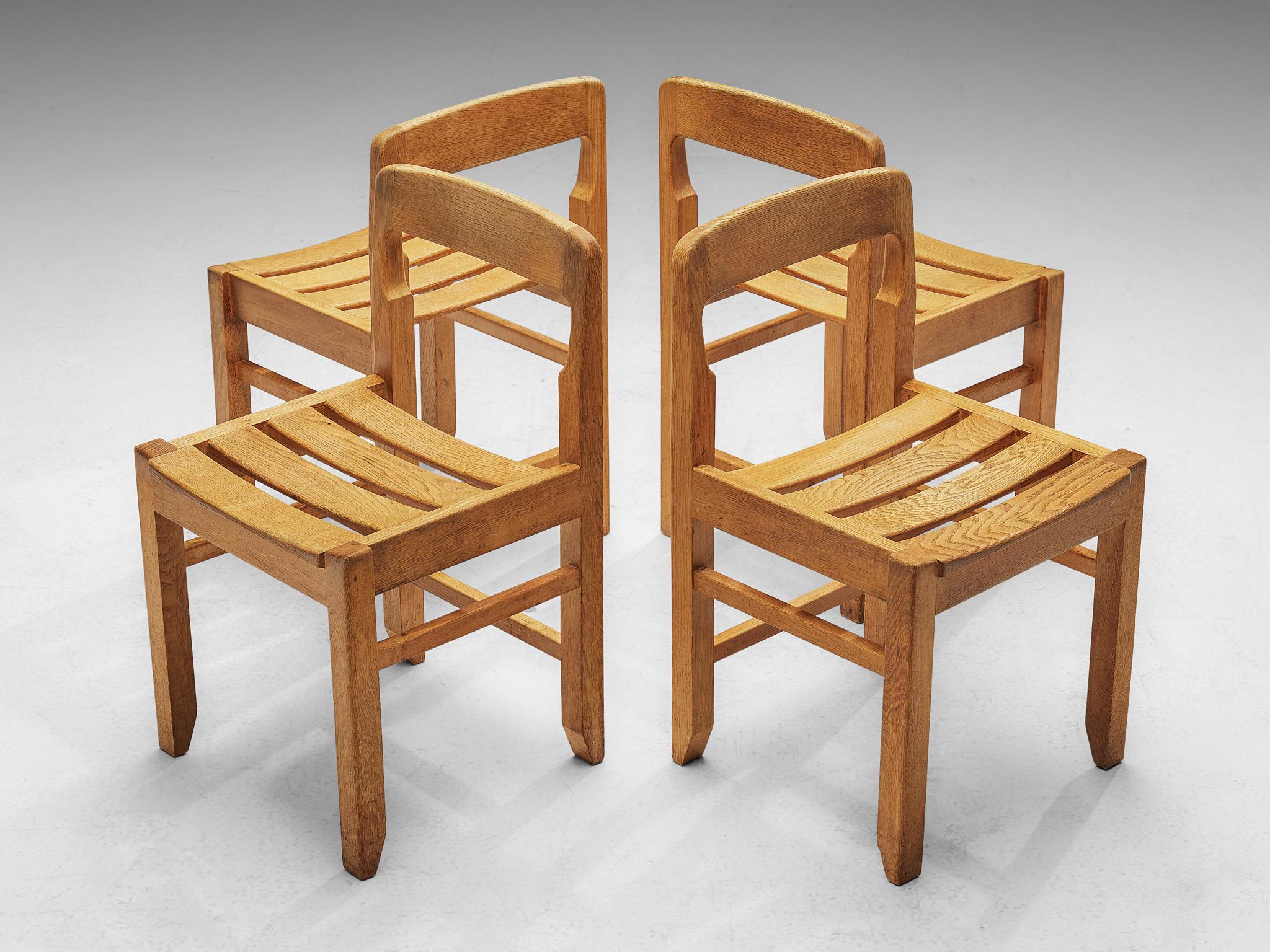 Mid-20th Century Set of Dining Chairs by Guillerme et Chambron