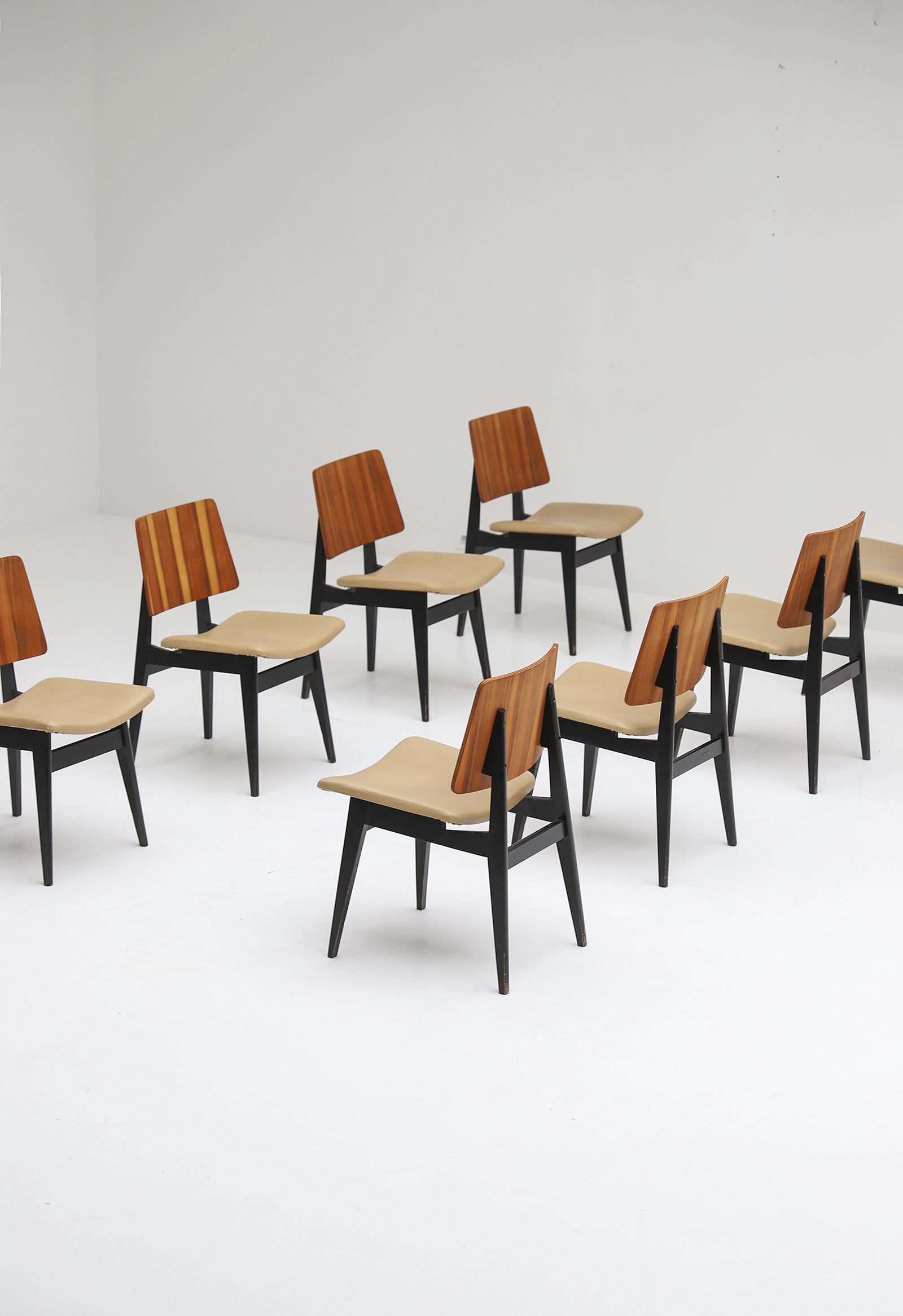 Mid-Century Modern Set of Dining Chairs by Jos De Mey for Luxus 1950s