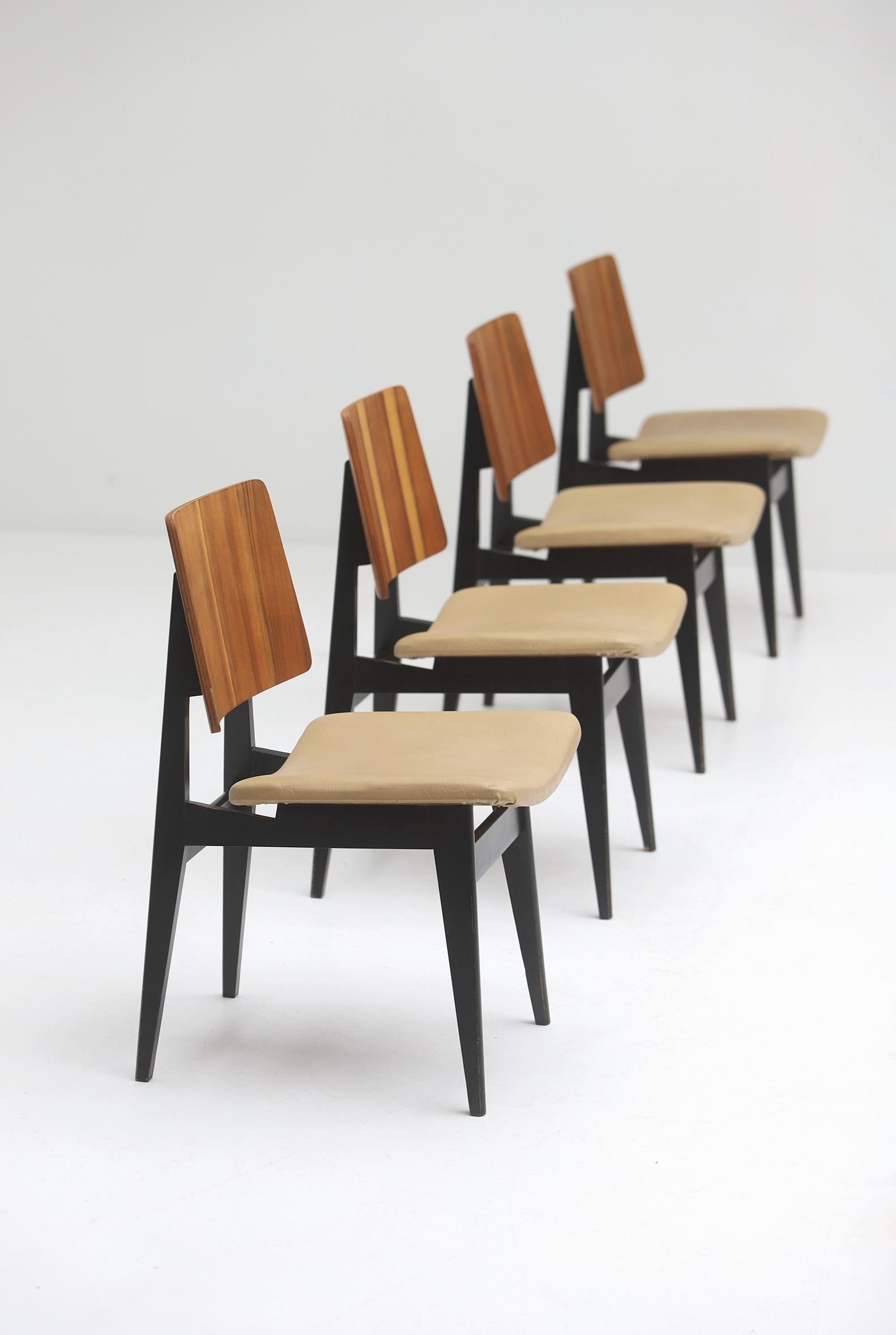 Mid-20th Century Set of Dining Chairs by Jos De Mey for Luxus 1950s