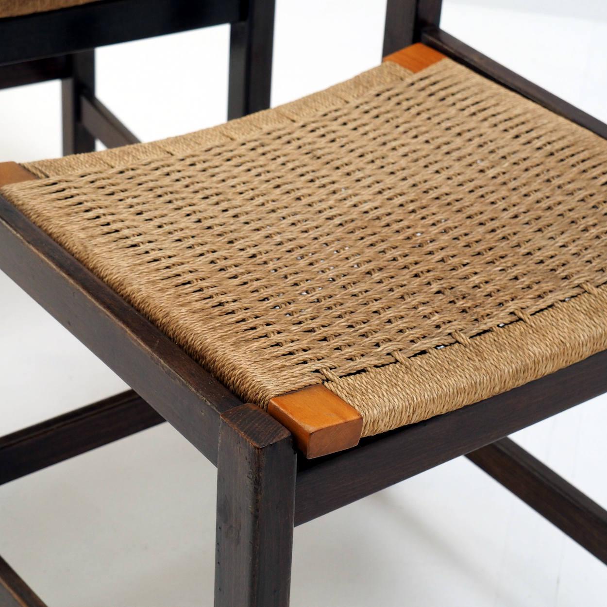Rattan Set of Dining Chairs in the Style of Dutch Designer Martin Visser For Sale