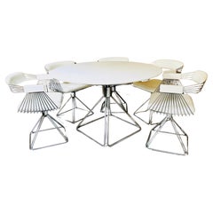 Set of Dining Table with 5 Swivel Wire Chairs by Rudi Verelst for Novalux