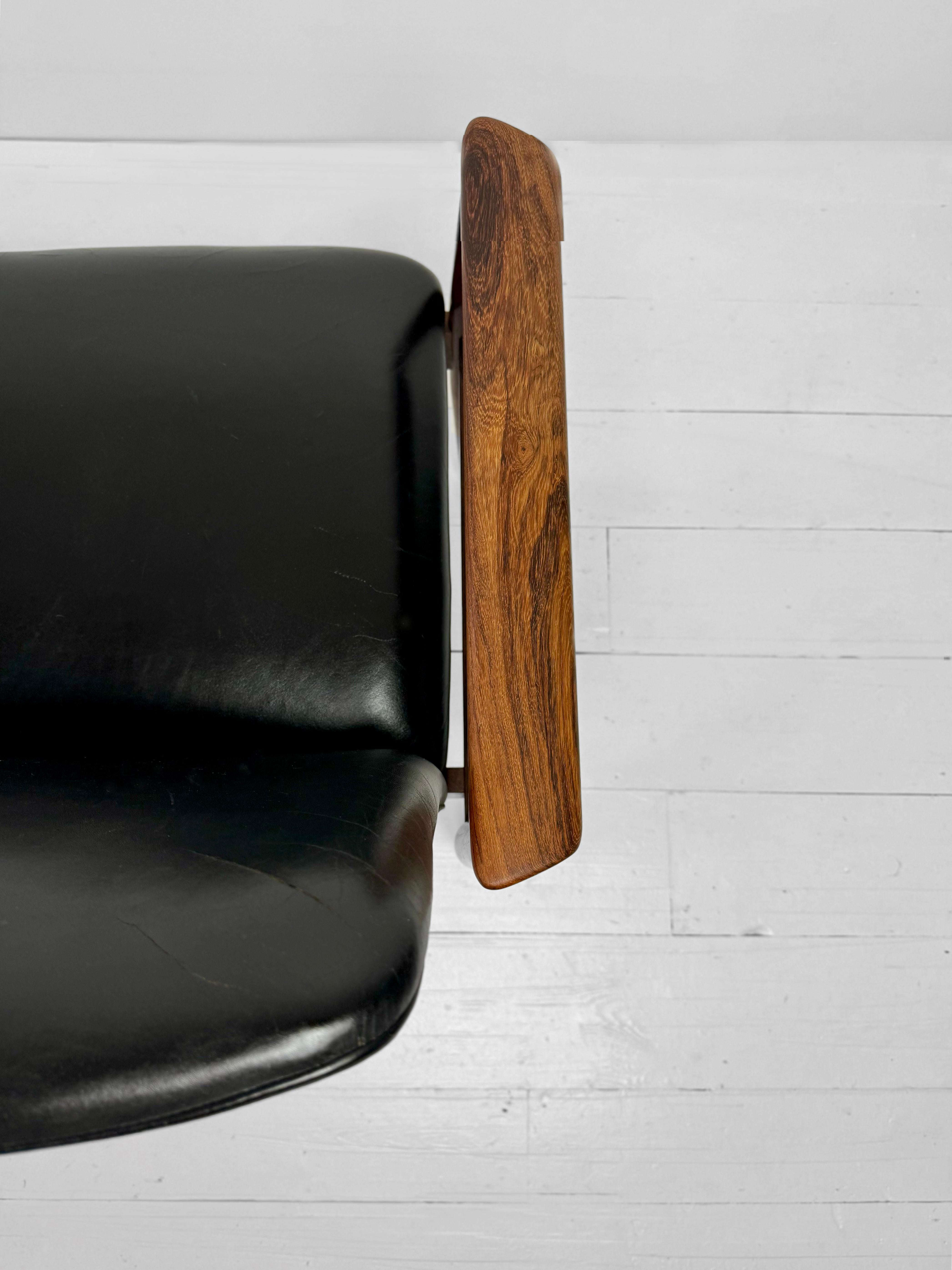 Set of Diplomat Armchairs in Rosewood and Leather by Finn Juhl, Denmark c.1960's For Sale 4