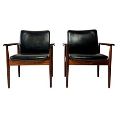 Used Set of Diplomat Armchairs in Rosewood and Leather by Finn Juhl, Denmark c.1960's