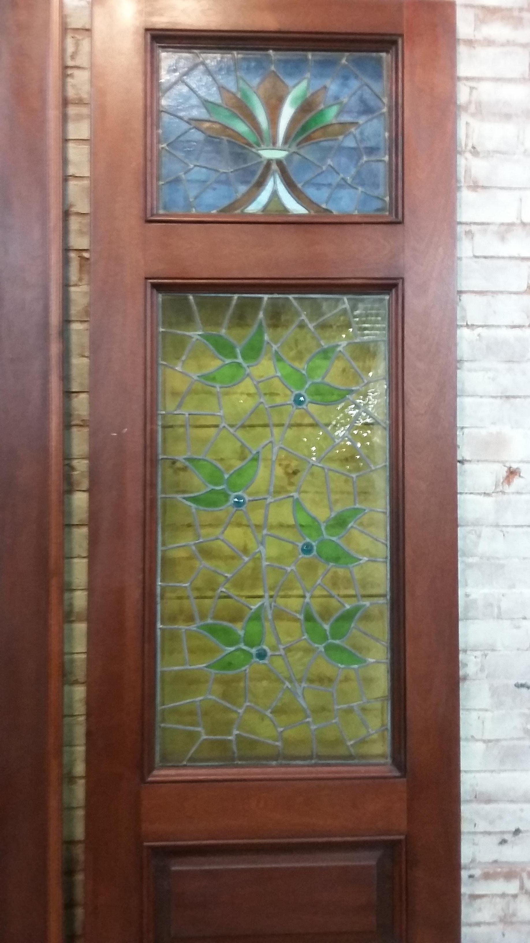 American Set of Doors with Stained Glass