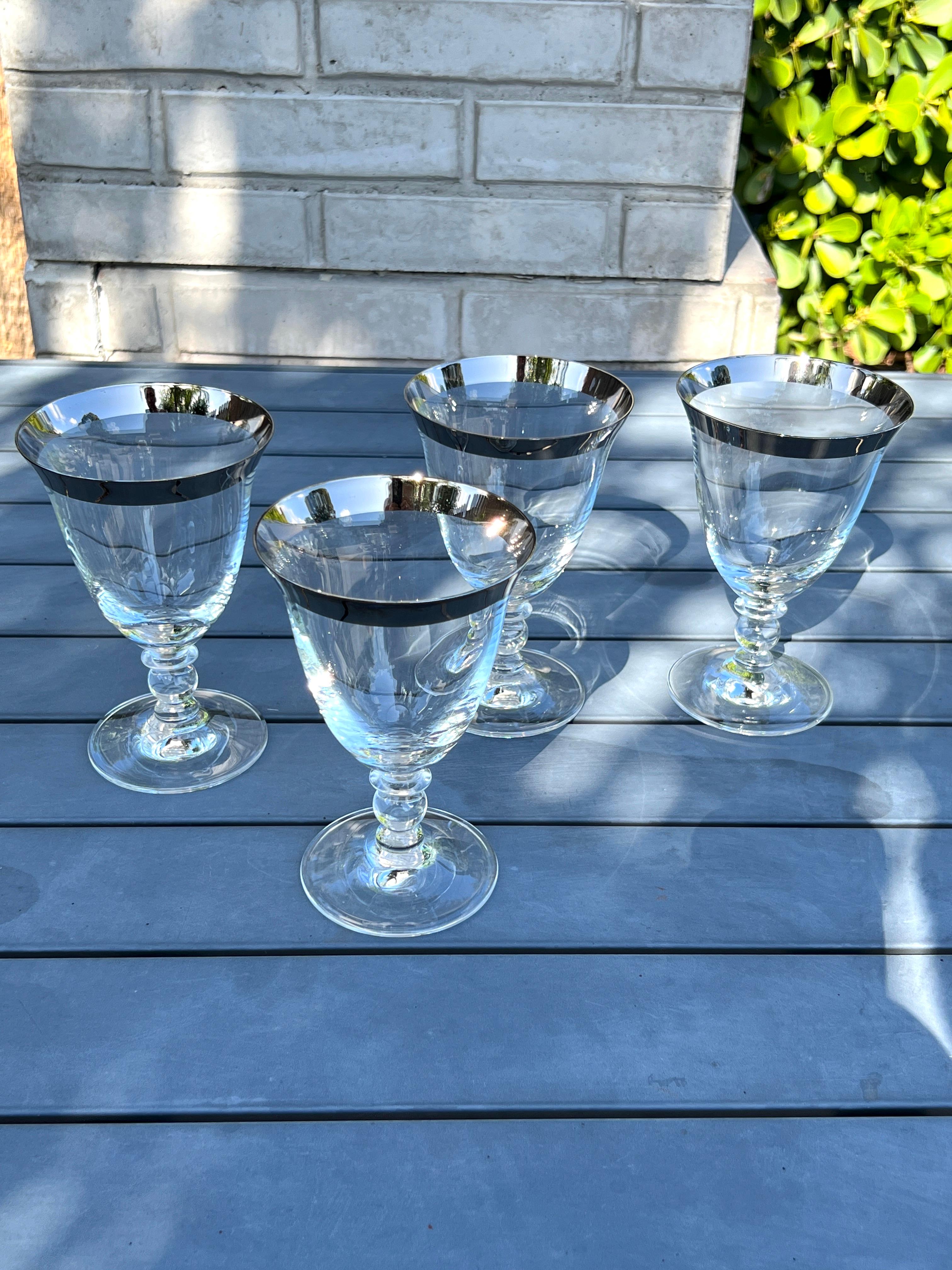 Set of Dorothy Thorpe Water Goblets with Silver Rim Design, c. 1970's 2