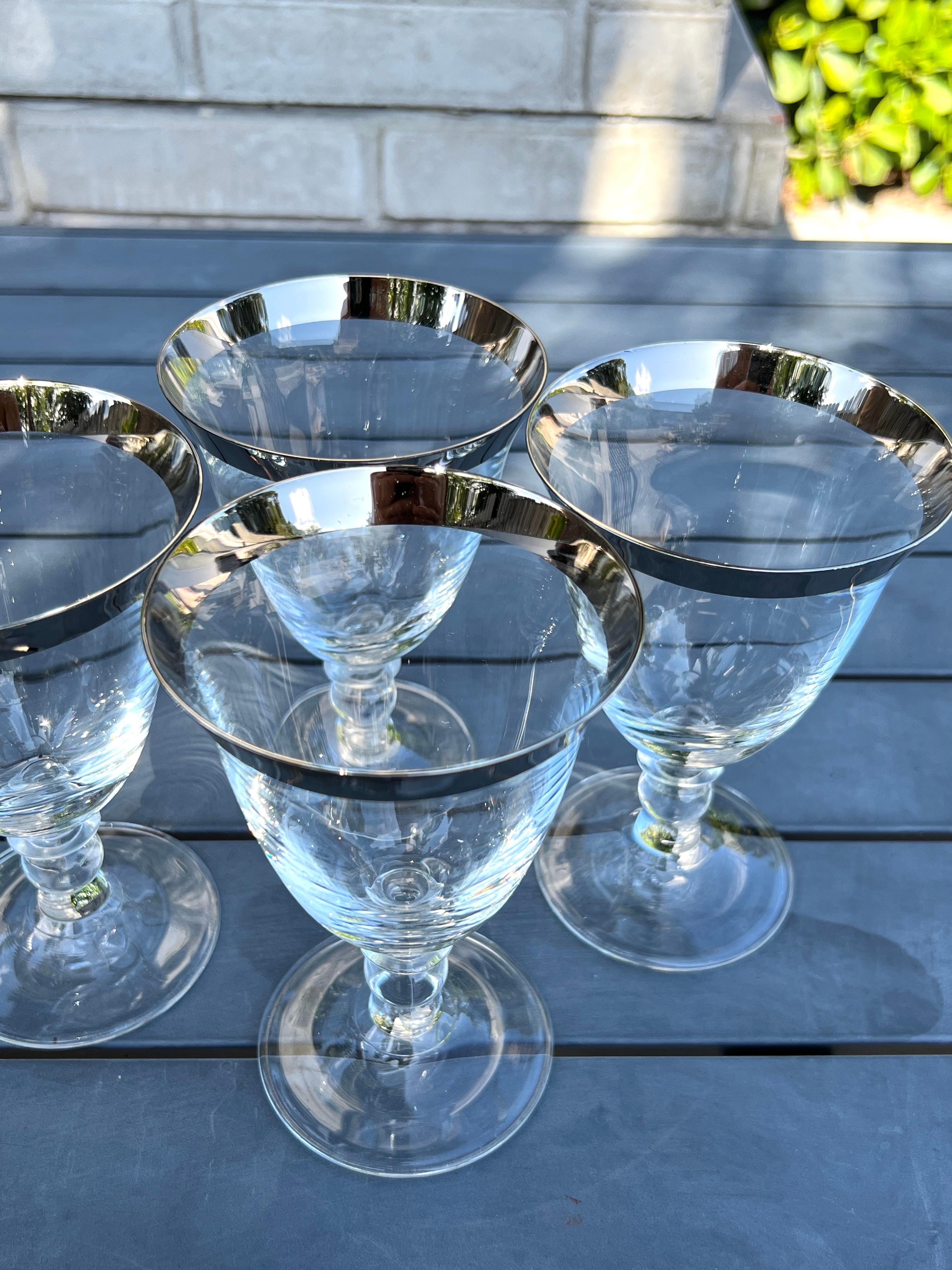 Set of Dorothy Thorpe Water Goblets with Silver Rim Design, c. 1970's 3