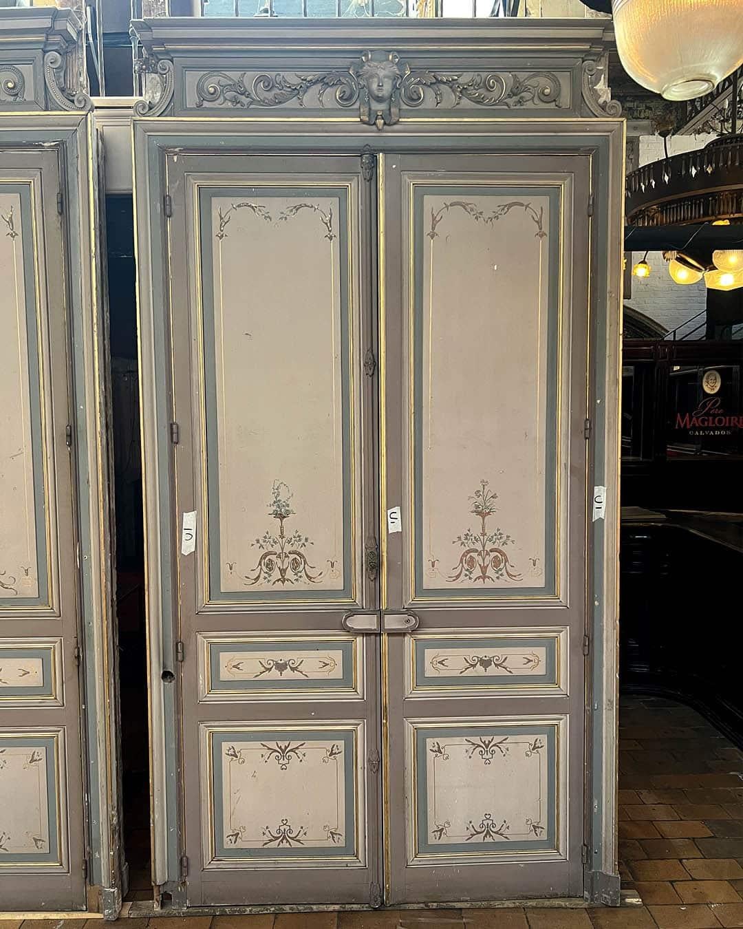Doppeltürenset mit Rahmen und Oberlicht, 19. im Zustand „Gut“ im Angebot in TOURCOING, FR