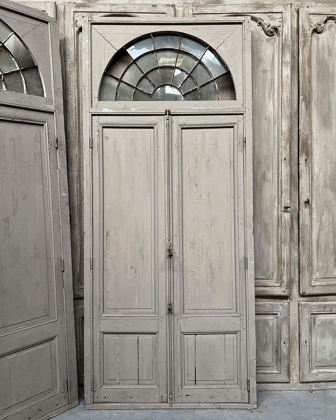 Fine XIX secolo Set di porte a Orangerie doppie con telaio e sopraluce in vendita