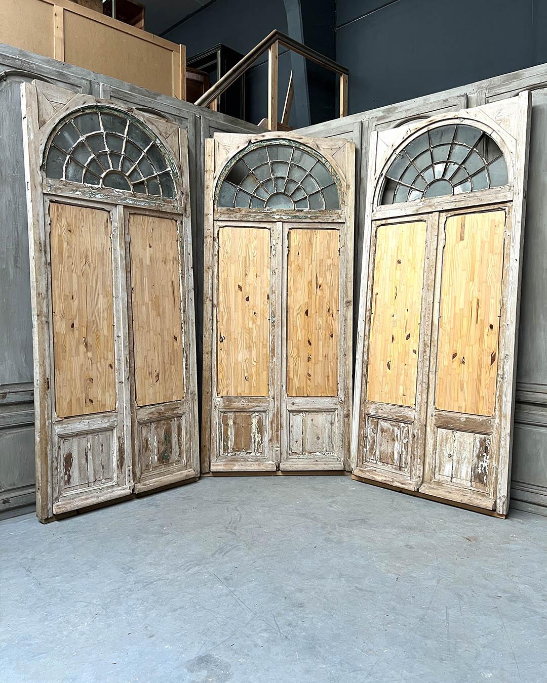 Set di porte a Orangerie doppie con telaio e sopraluce in vendita 2