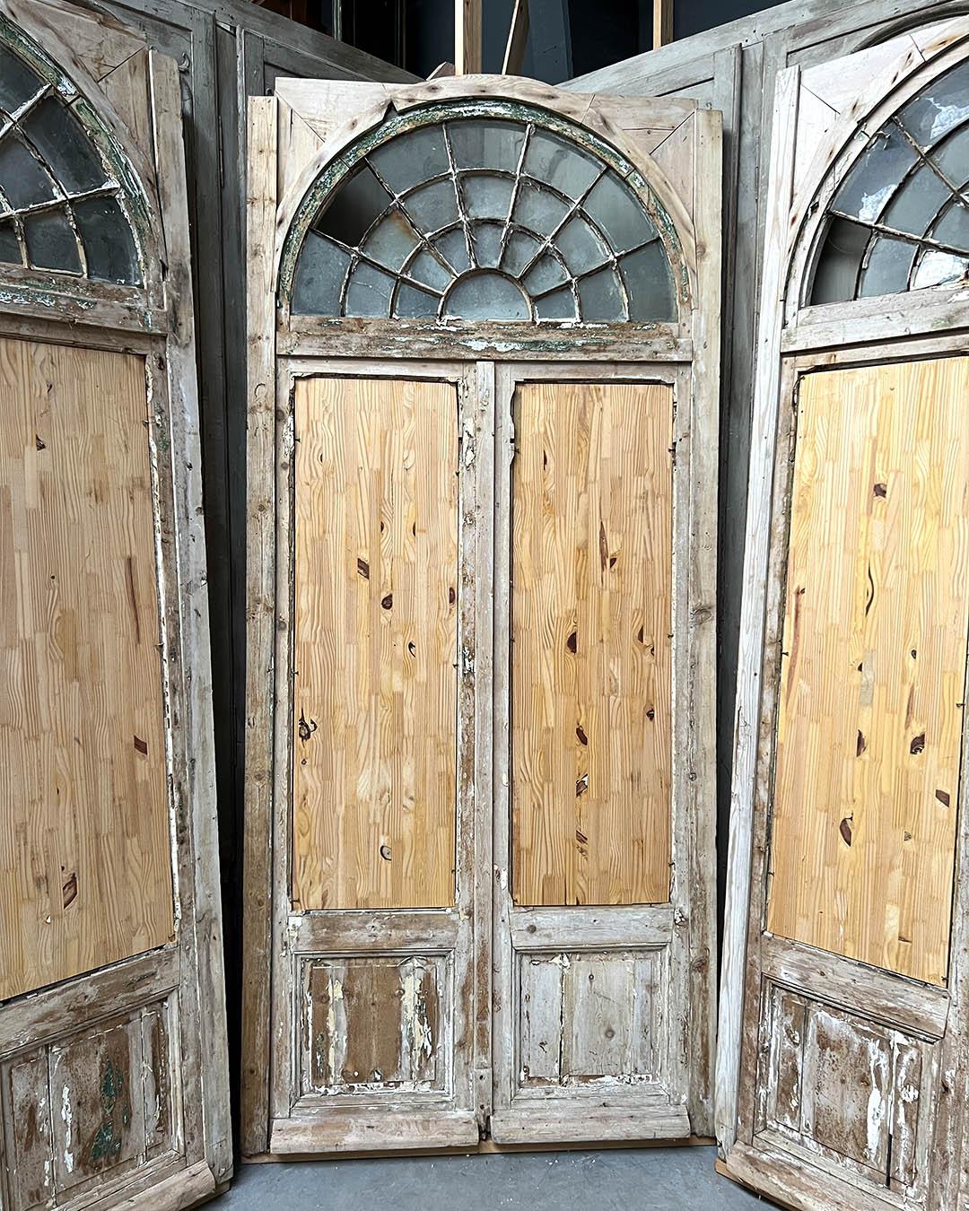 Set di porte a Orangerie doppie con telaio e sopraluce in vendita 3