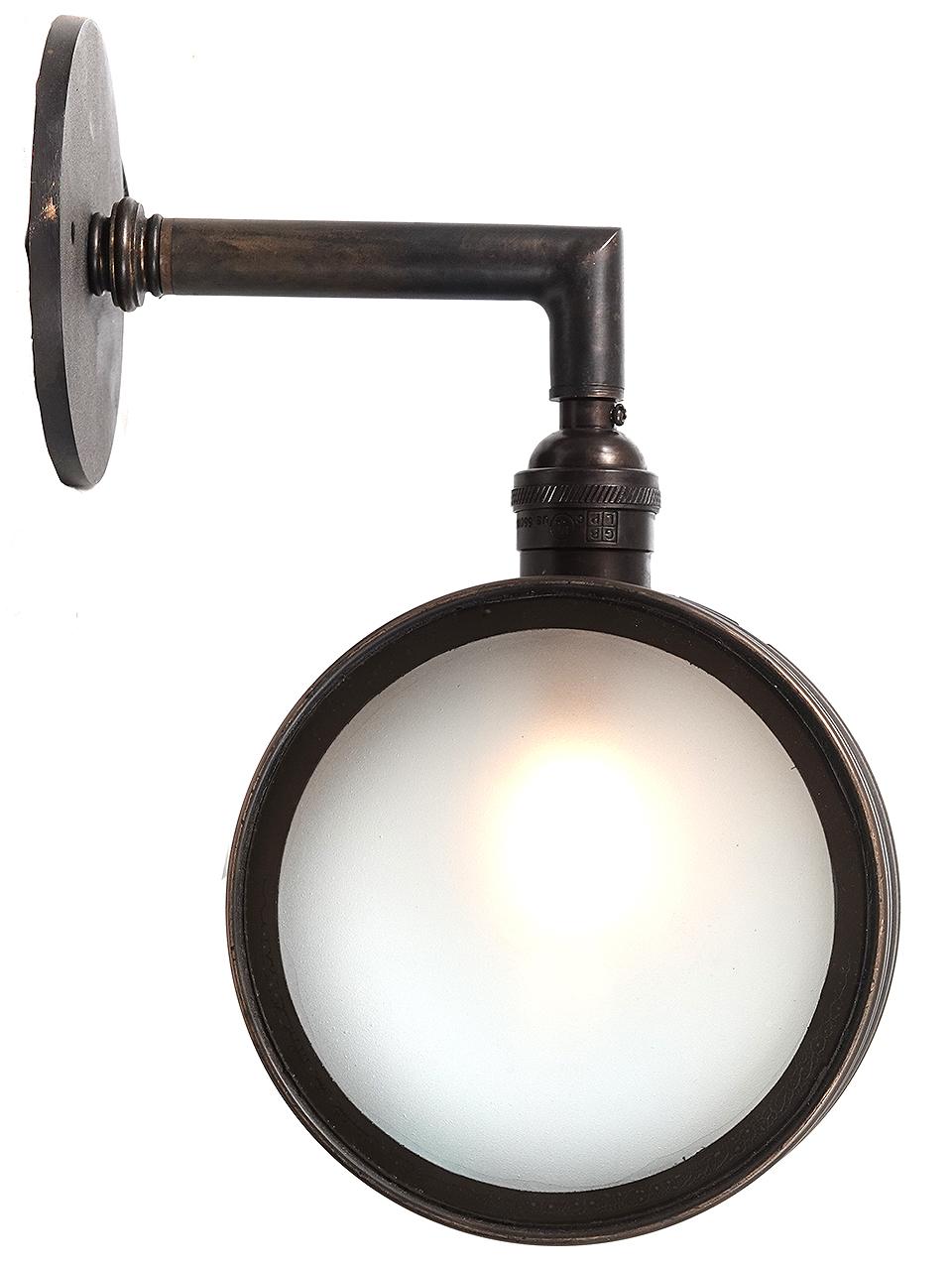 American Set of Double Sided Sconces with Magnifying and Frosted Glass - Matching Pair