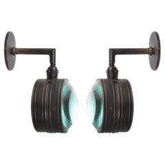 Set of Double Sided Sconces with Magnifying and Frosted Glass - Matching Pair